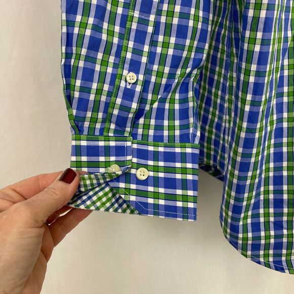 Tailorbyrd XXL Button Up Shirt Plaid Long Sleeve Mens Blue Green Casual Pocket - Picture 6 of 11